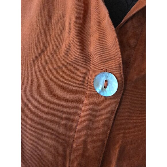 Silkland Womens 100% Silk Button-Up Orange Shirt With Front Pockets Size L - Picture 2 of 5